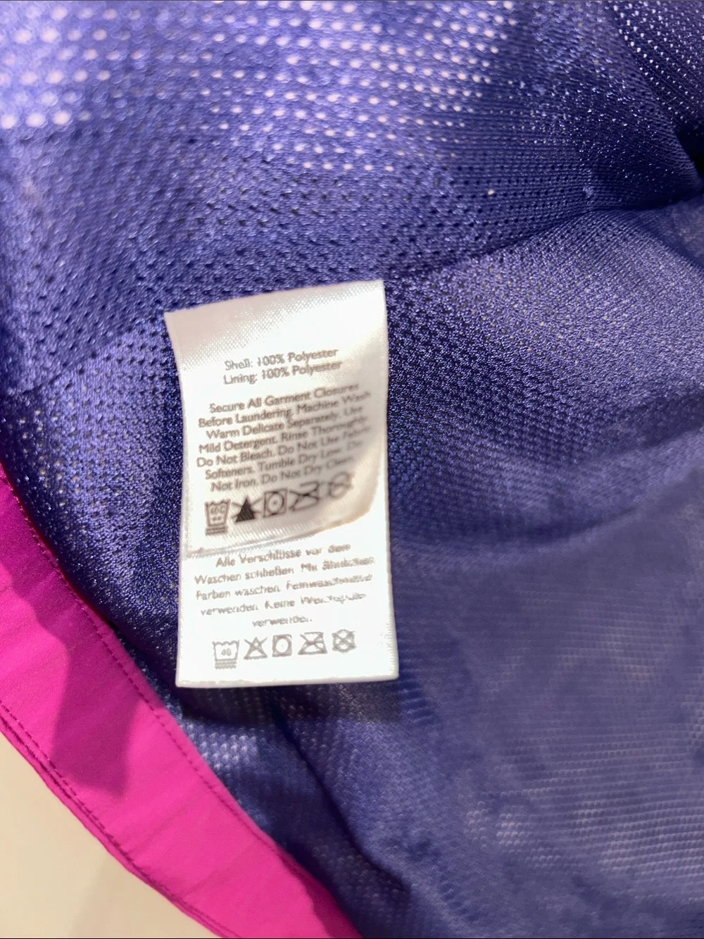 Eddie Bauer Girl’s FirstAscent Fuchsia Hooded Rain Jacket, Size Large (14-16)
